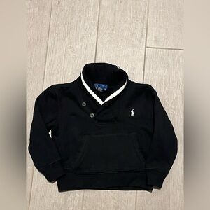 Polo by Ralph Lauren boys Black & White Shawl Collar sweatshirt.  Size 2/2T.